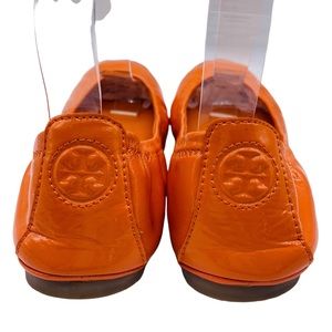 Tory Burch Ballet Flats Orange Patent Leather Size 7